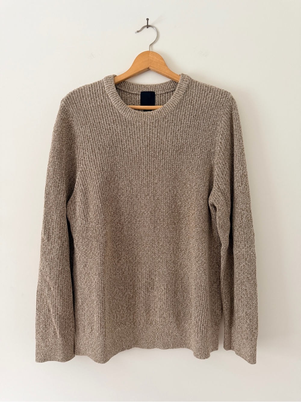 H&M Men's Tan Ribbed Crewneck Sweater